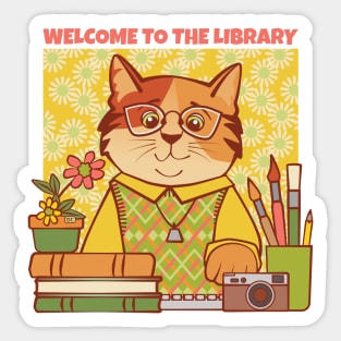 Library Welcome Librarian Cat Sticker